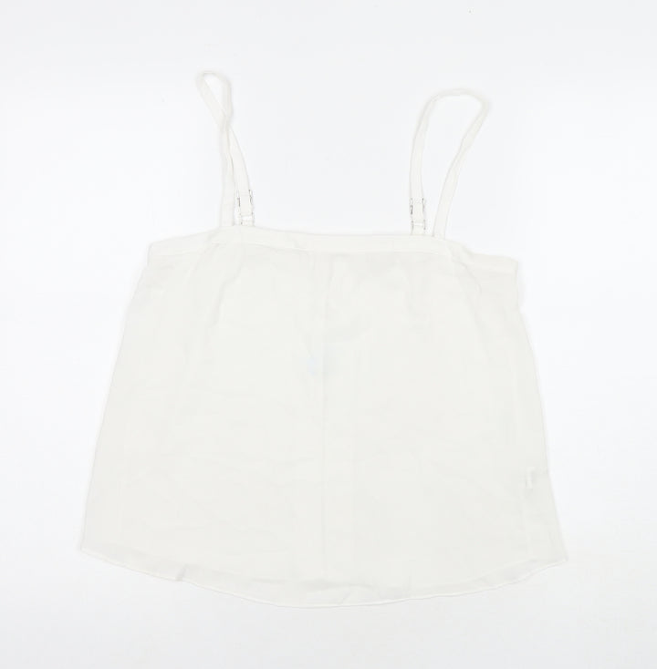 River Island Womens White Polyester Basic Button-Up Size 12 Square Neck