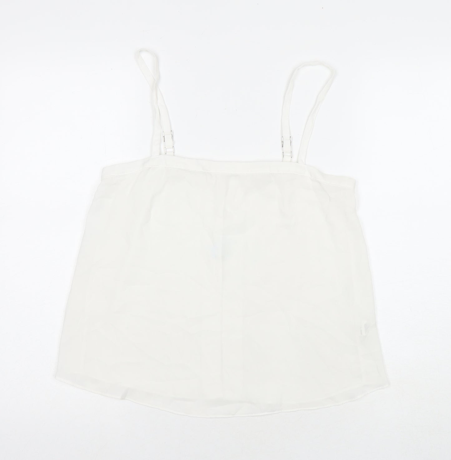 River Island Womens White Polyester Basic Button-Up Size 12 Square Neck