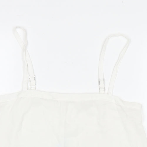 River Island Womens White Polyester Basic Button-Up Size 12 Square Neck