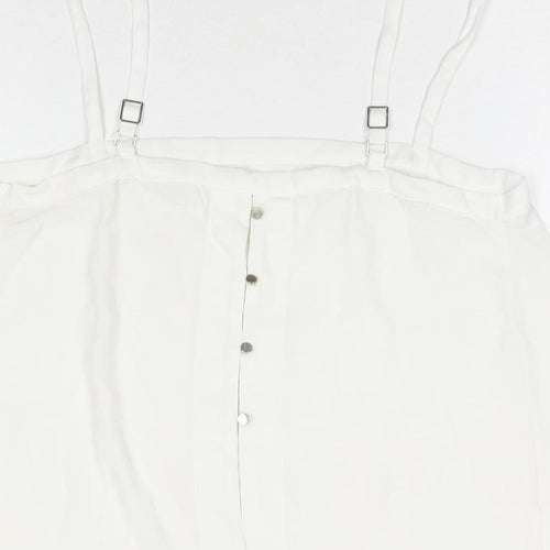 River Island Womens White Polyester Basic Button-Up Size 12 Square Neck