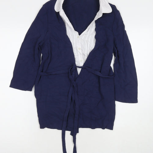 BHS Womens Multicoloured Viscose Basic Button-Up Size 16 Collared - Cardigan Effect