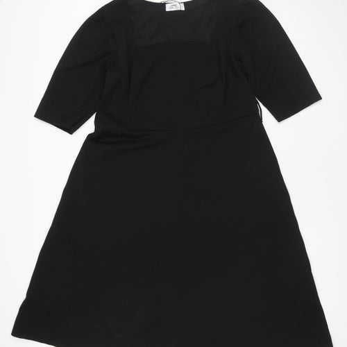 Yours Womens Black Polyester Fit & Flare Size 16 Square Neck Pullover