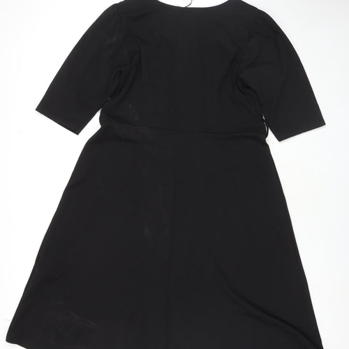 Yours Womens Black Polyester Fit & Flare Size 16 Square Neck Pullover