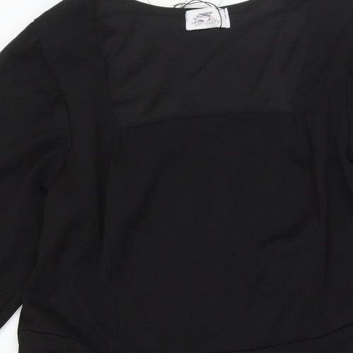 Yours Womens Black Polyester Fit & Flare Size 16 Square Neck Pullover