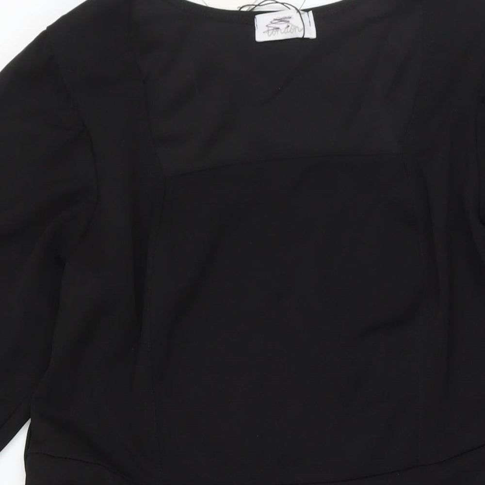 Yours Womens Black Polyester Fit & Flare Size 16 Square Neck Pullover