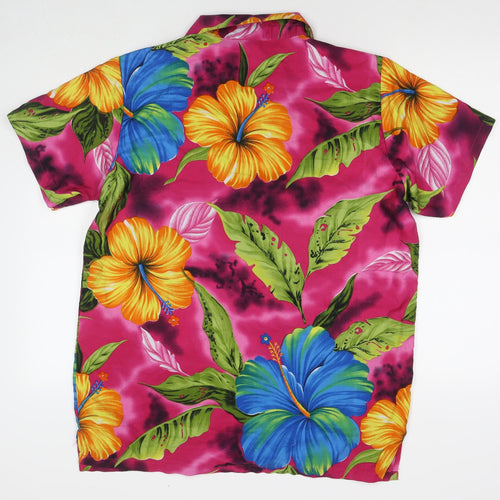VHO Womens Multicoloured Floral Polyester Basic Button-Up Size L V-Neck