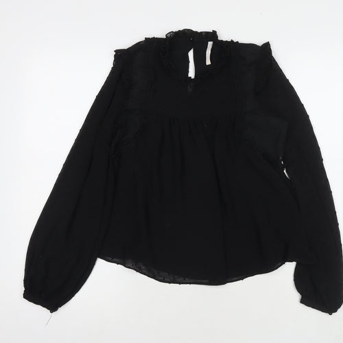 Zanzara Womens Black Polka Dot Polyester Basic Blouse Size XS Round Neck