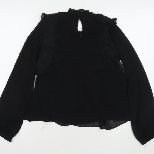Zanzara Womens Black Polka Dot Polyester Basic Blouse Size XS Round Neck