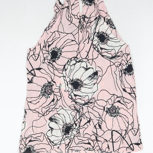 Marks and Spencer Womens Pink Geometric Viscose Basic Tank Size 10 Round Neck