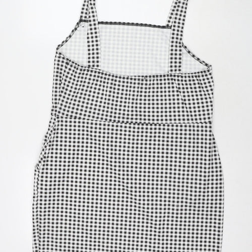 Select Womens Black Check Polyester Tank Dress Size 18 Square Neck Pullover