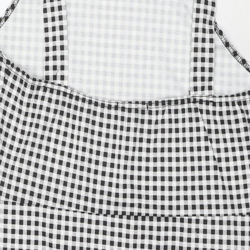 Select Womens Black Check Polyester Tank Dress Size 18 Square Neck Pullover