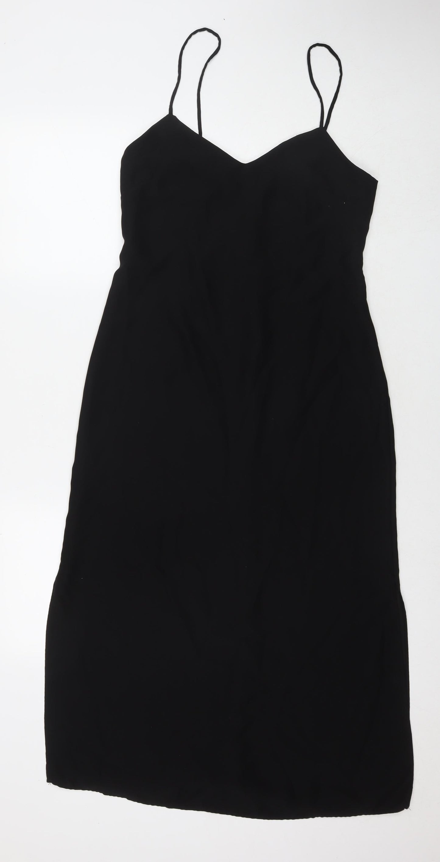 Mango Womens Black Polyester Maxi Size S V-Neck Zip