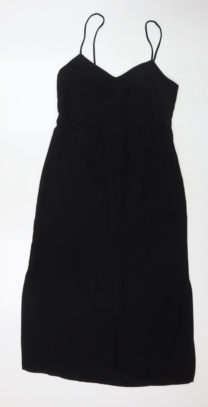 Mango Womens Black Polyester Maxi Size S V-Neck Zip