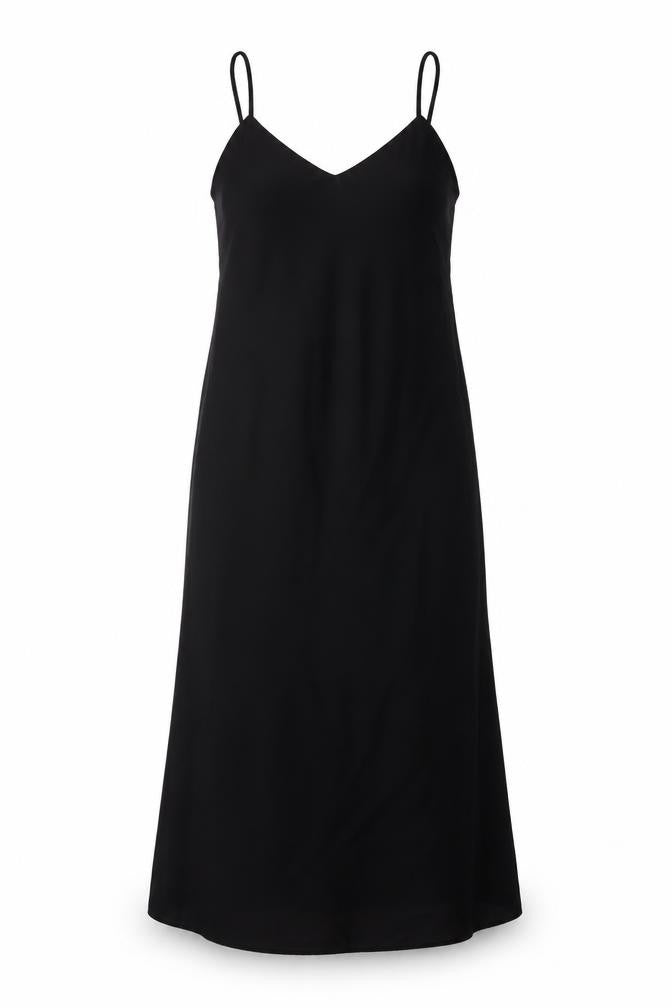 Front view of Mango women’s black polyester maxi, size S, v-neck zip