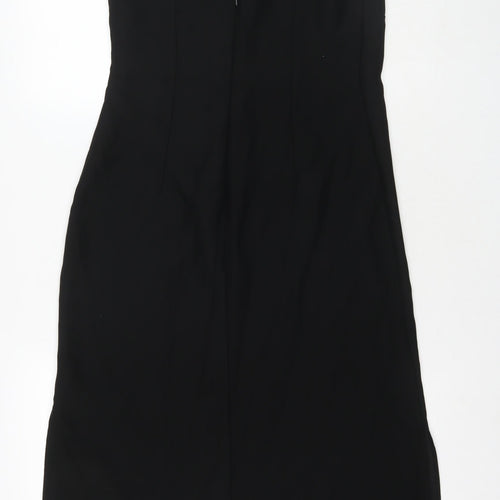 Mango Womens Black Polyester Maxi Size S V-Neck Zip