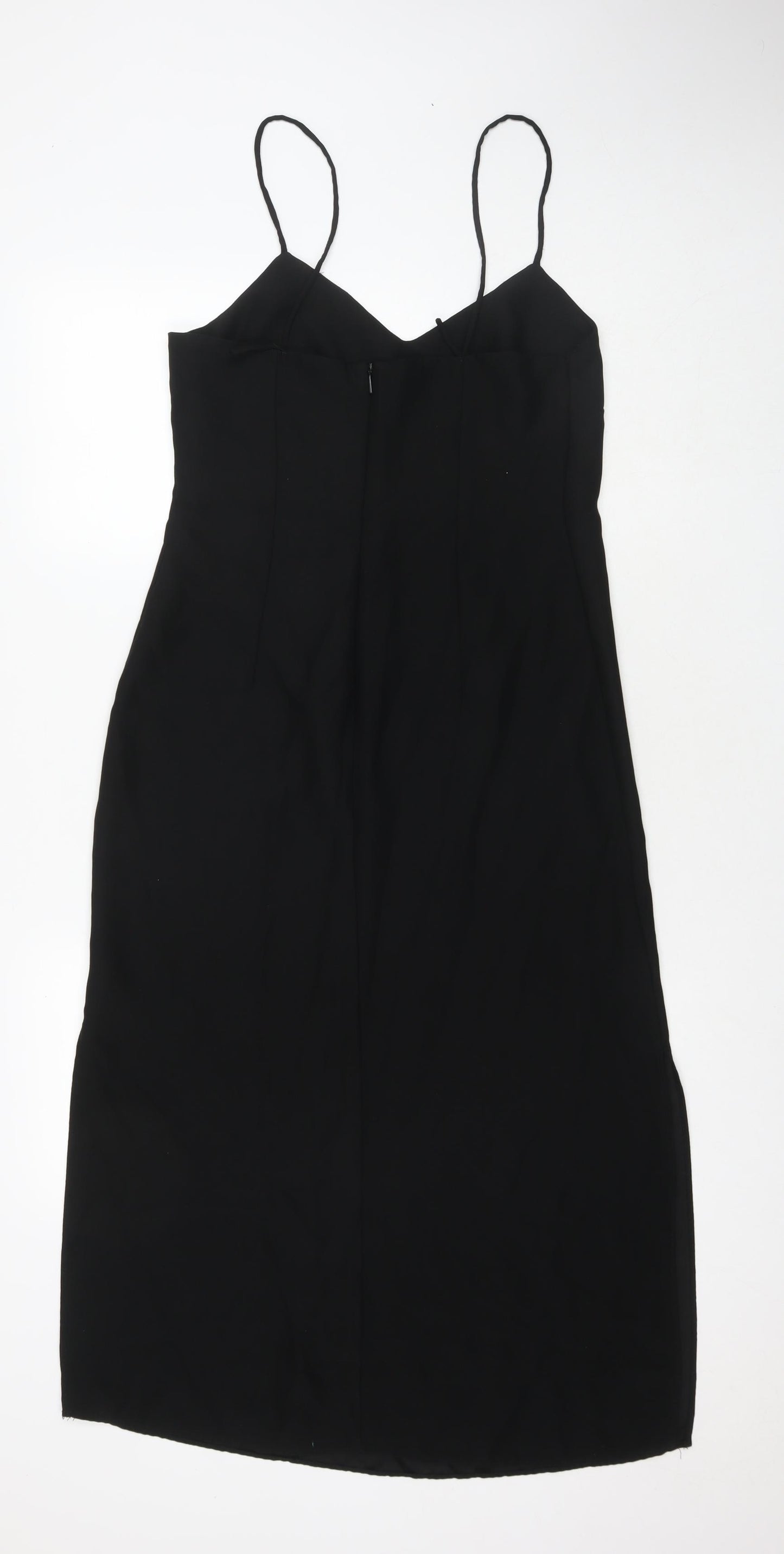 Mango Womens Black Polyester Maxi Size S V-Neck Zip