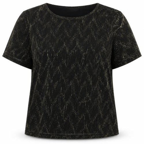 Mosaic Womens Black Nylon Basic T-Shirt Size 14 Round Neck - Glitter Detail