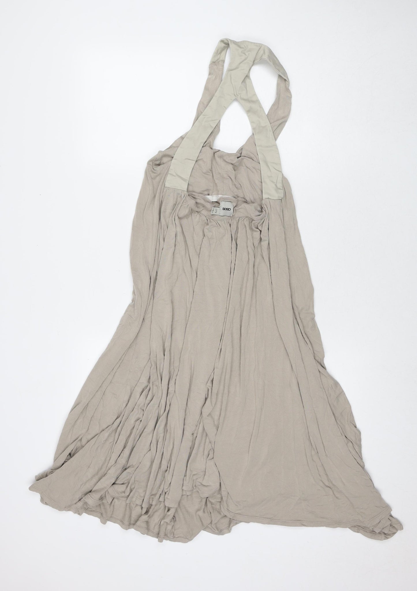 ASOS Womens Beige Viscose Tank Dress Size 8 Round Neck Pullover