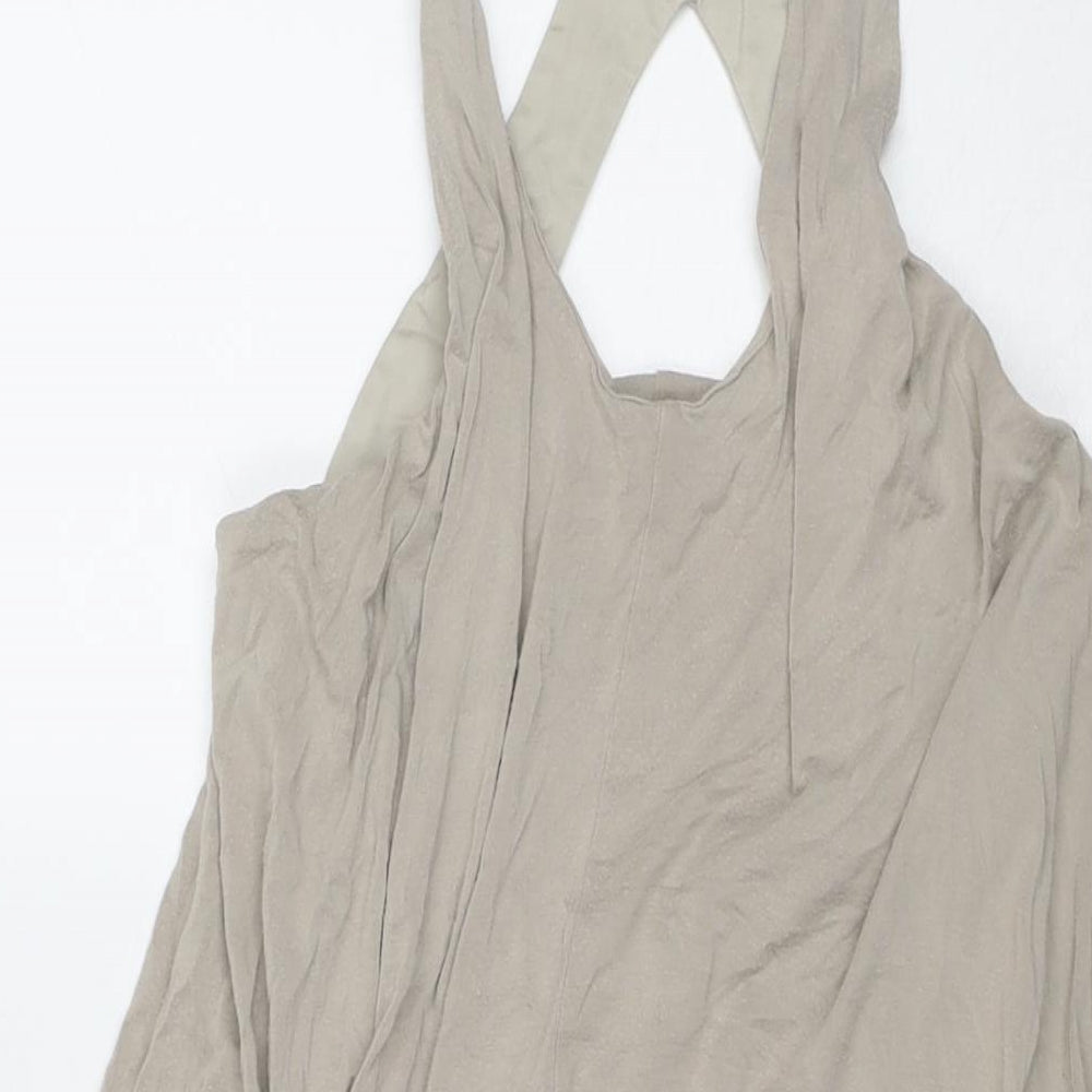 ASOS Womens Beige Viscose Tank Dress Size 8 Round Neck Pullover