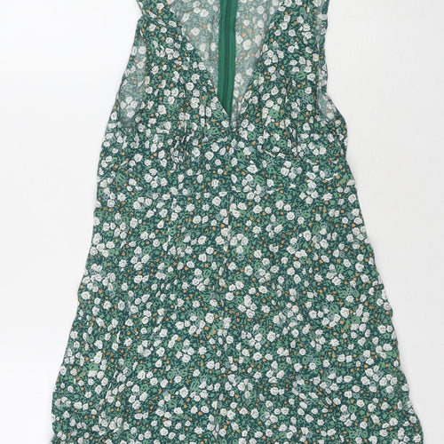 Motel Womens Green Floral Viscose Basic Tank Size S V-Neck