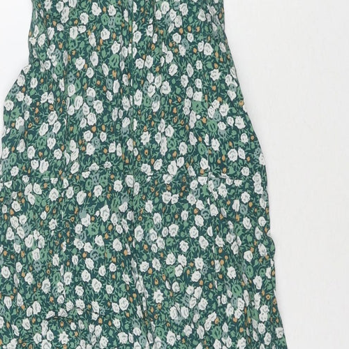 Motel Womens Green Floral Viscose Basic Tank Size S V-Neck
