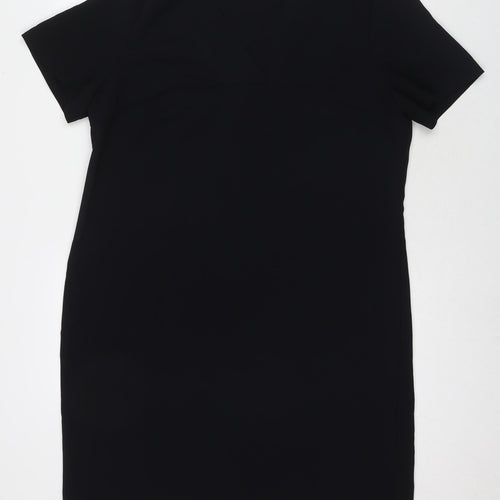 Marks and Spencer Womens Black Polyester A-Line Size 14 V-Neck Pullover