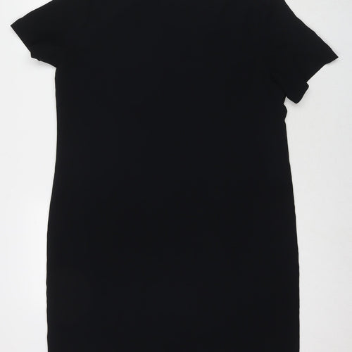 Marks and Spencer Womens Black Polyester A-Line Size 14 V-Neck Pullover