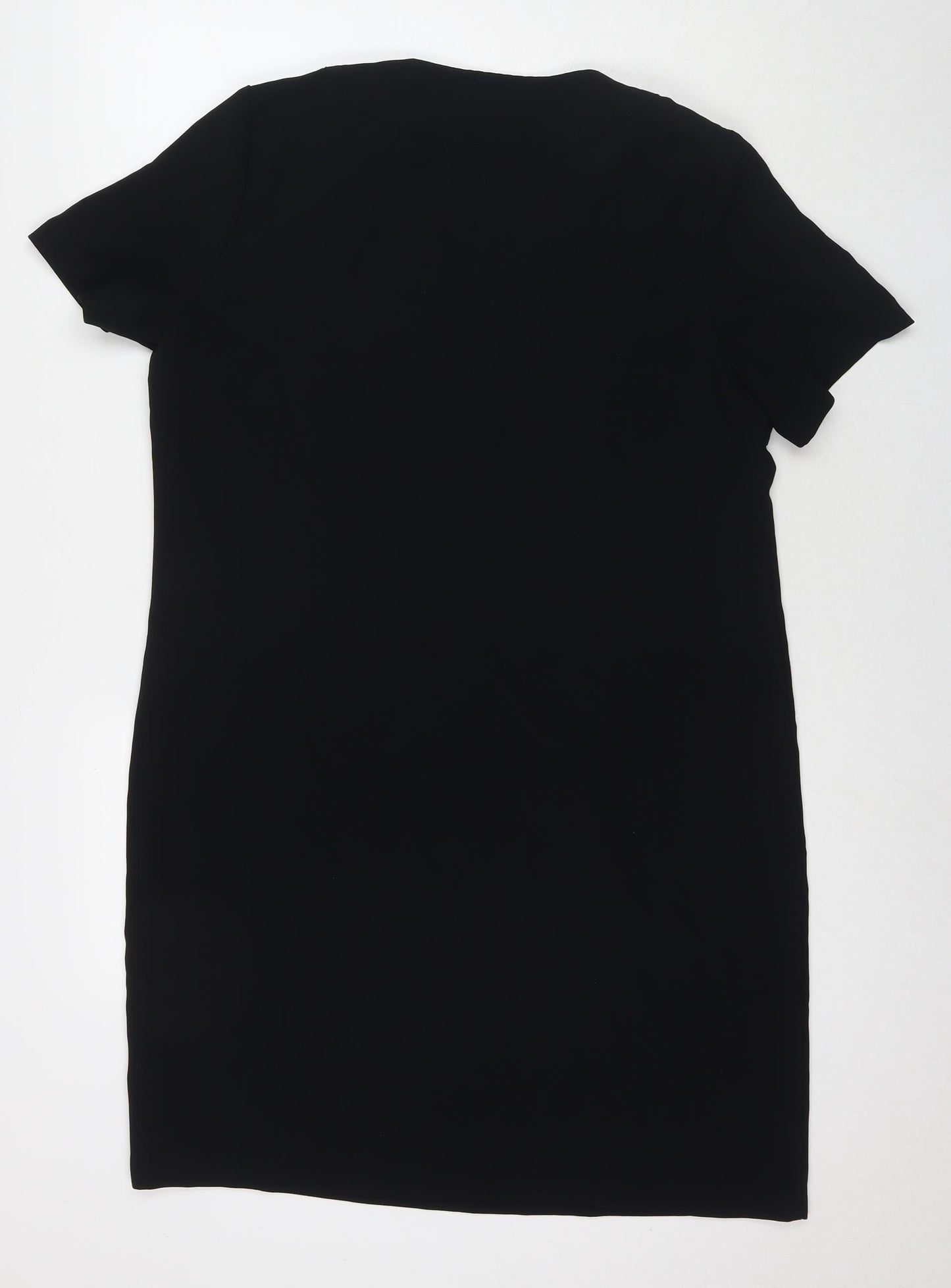Marks and Spencer Womens Black Polyester A-Line Size 14 V-Neck Pullover