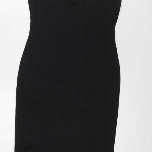 River Island Womens Black Polyester Tank Dress Size 14 Scoop Neck Pullover