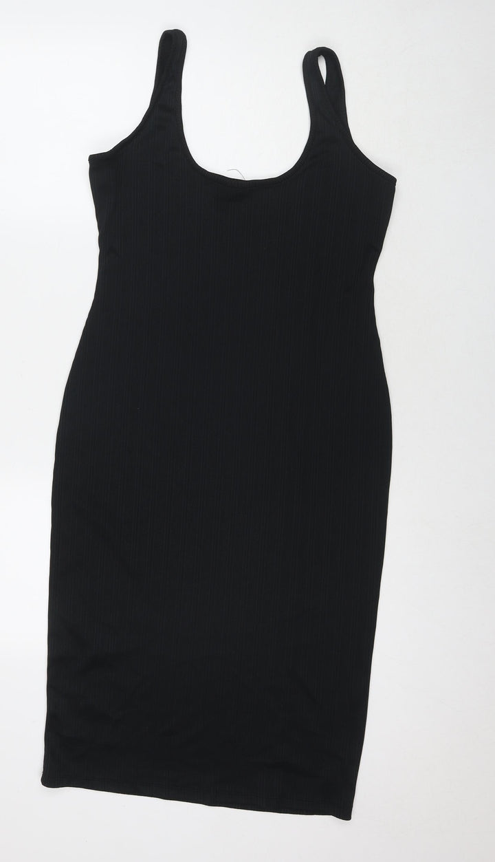 River Island Womens Black Polyester Tank Dress Size 14 Scoop Neck Pullover