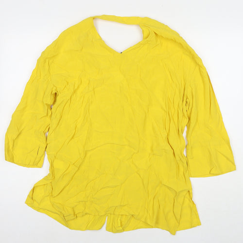 River Island Womens Yellow Viscose Tunic Button-Up Size 10 V-Neck