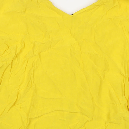 River Island Womens Yellow Viscose Tunic Button-Up Size 10 V-Neck