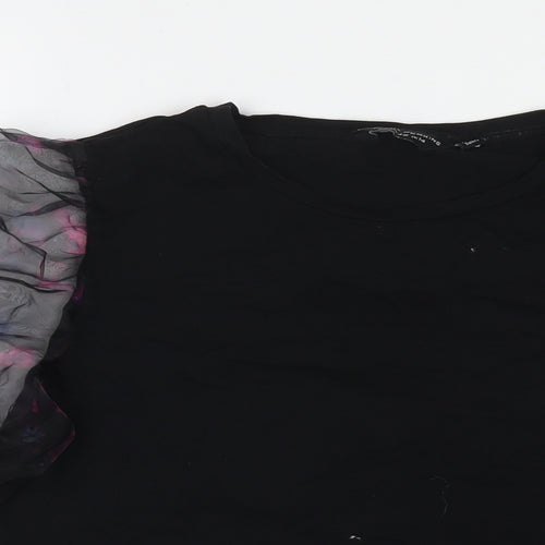 Dorothy Perkins Womens Black Cotton Basic T-Shirt Size 14 Round Neck