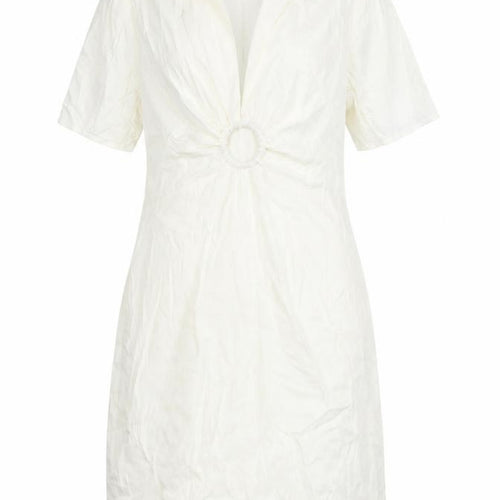 Zara Womens White Viscose T-Shirt Dress Size L Collared Zip