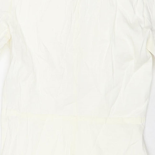 Zara Womens White Viscose T-Shirt Dress Size L Collared Zip