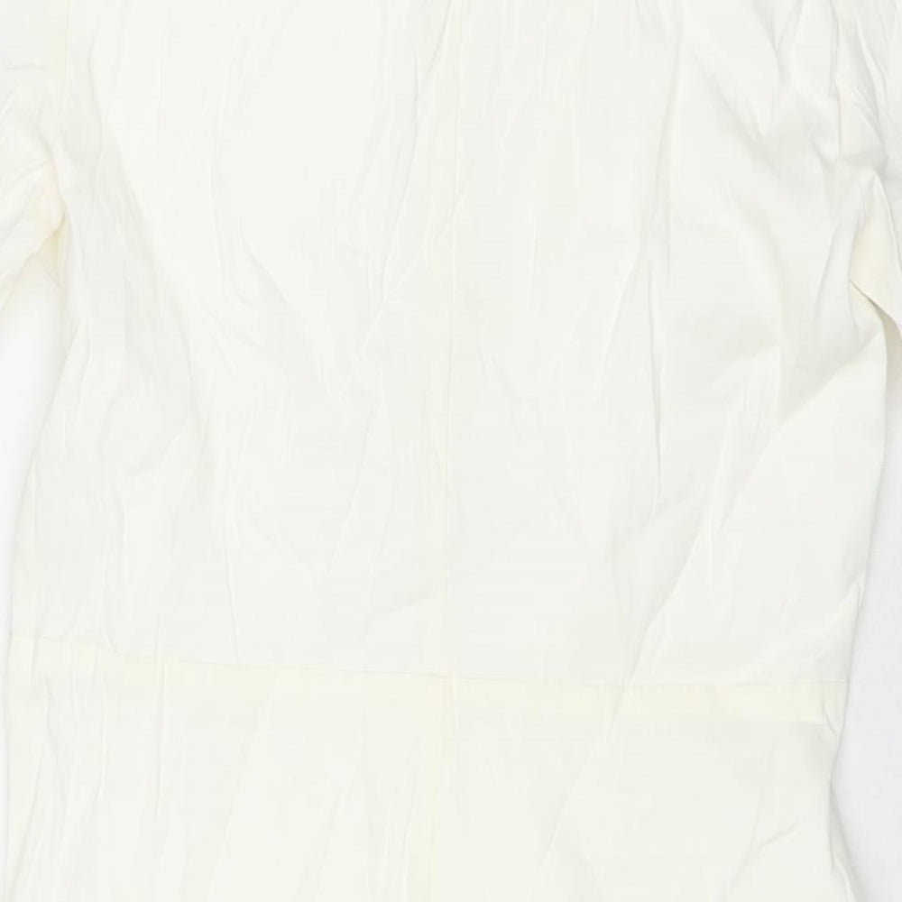 Zara Womens White Viscose T-Shirt Dress Size L Collared Zip