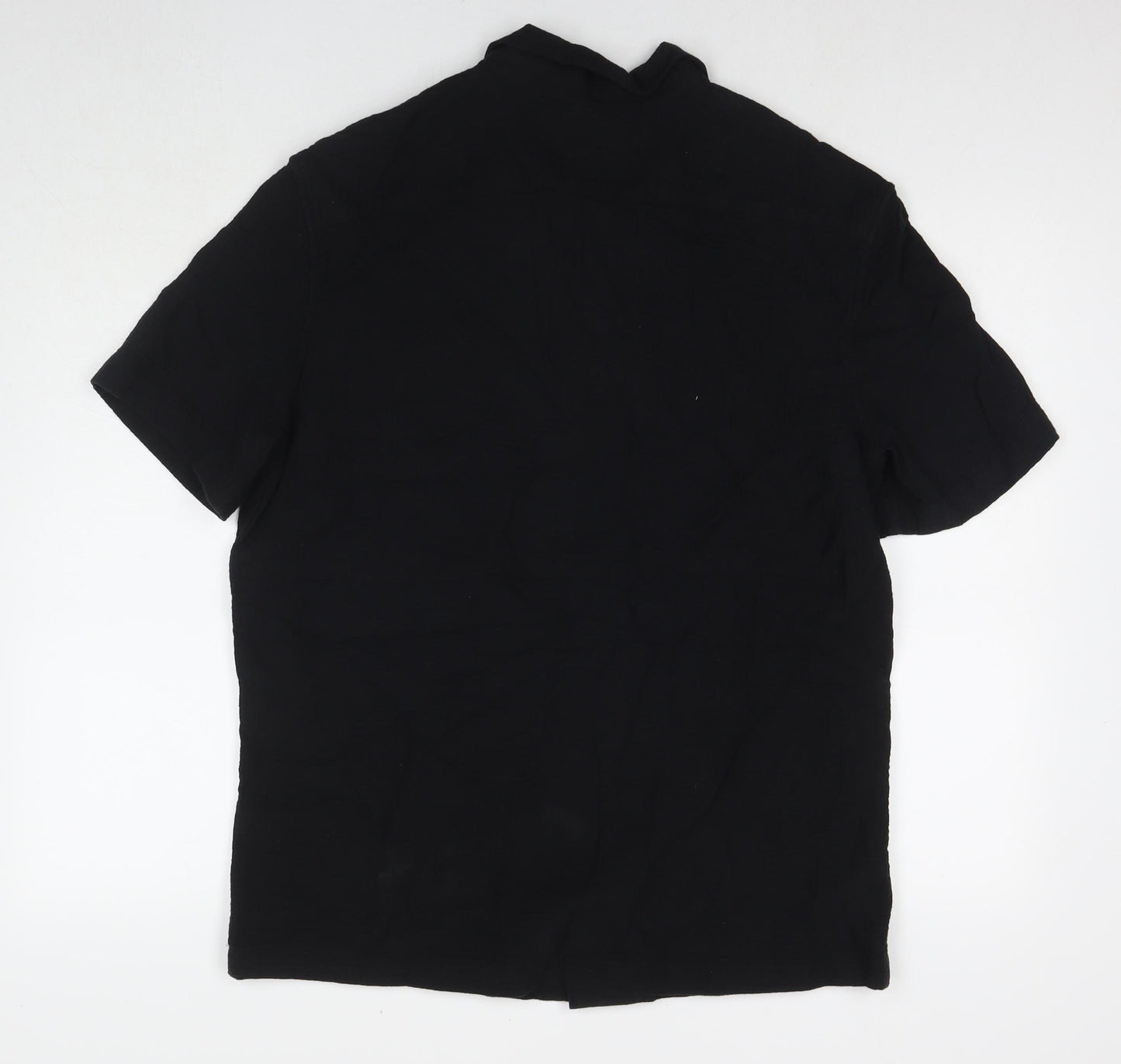 Marks and Spencer Womens Black Cotton Basic Button-Up Size L Collared