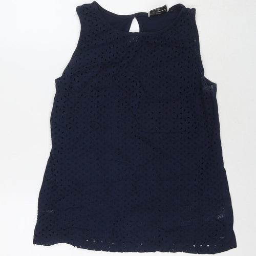 NEXT Womens Blue Cotton Basic Tank Size 10 Round Neck