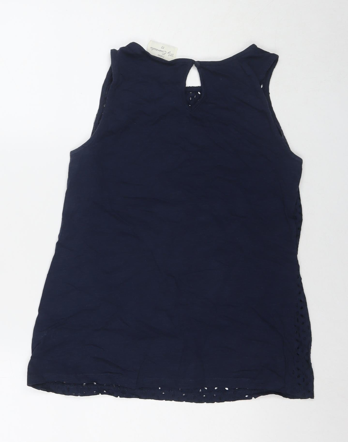 NEXT Womens Blue Cotton Basic Tank Size 10 Round Neck