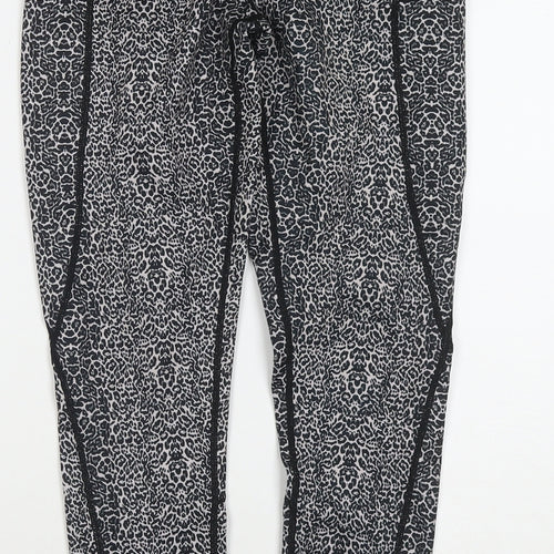 Ouges Womens Black Animal Print Polyester Pedal Pusher Leggings Size XS L25 in Regular Pullover - Leopard Print