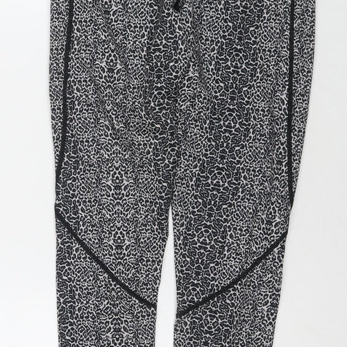 Ouges Womens Black Animal Print Polyester Pedal Pusher Leggings Size XS L25 in Regular Pullover - Leopard Print
