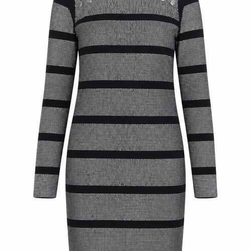 Allyson Womens Black Viscose Bodycon Size M Round Neck Pullover - Embellishment Detail
