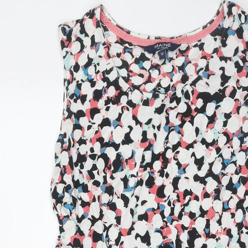 Maine Womens Multicoloured Geometric Viscose Tank Dress Size 10 Round Neck Pullover