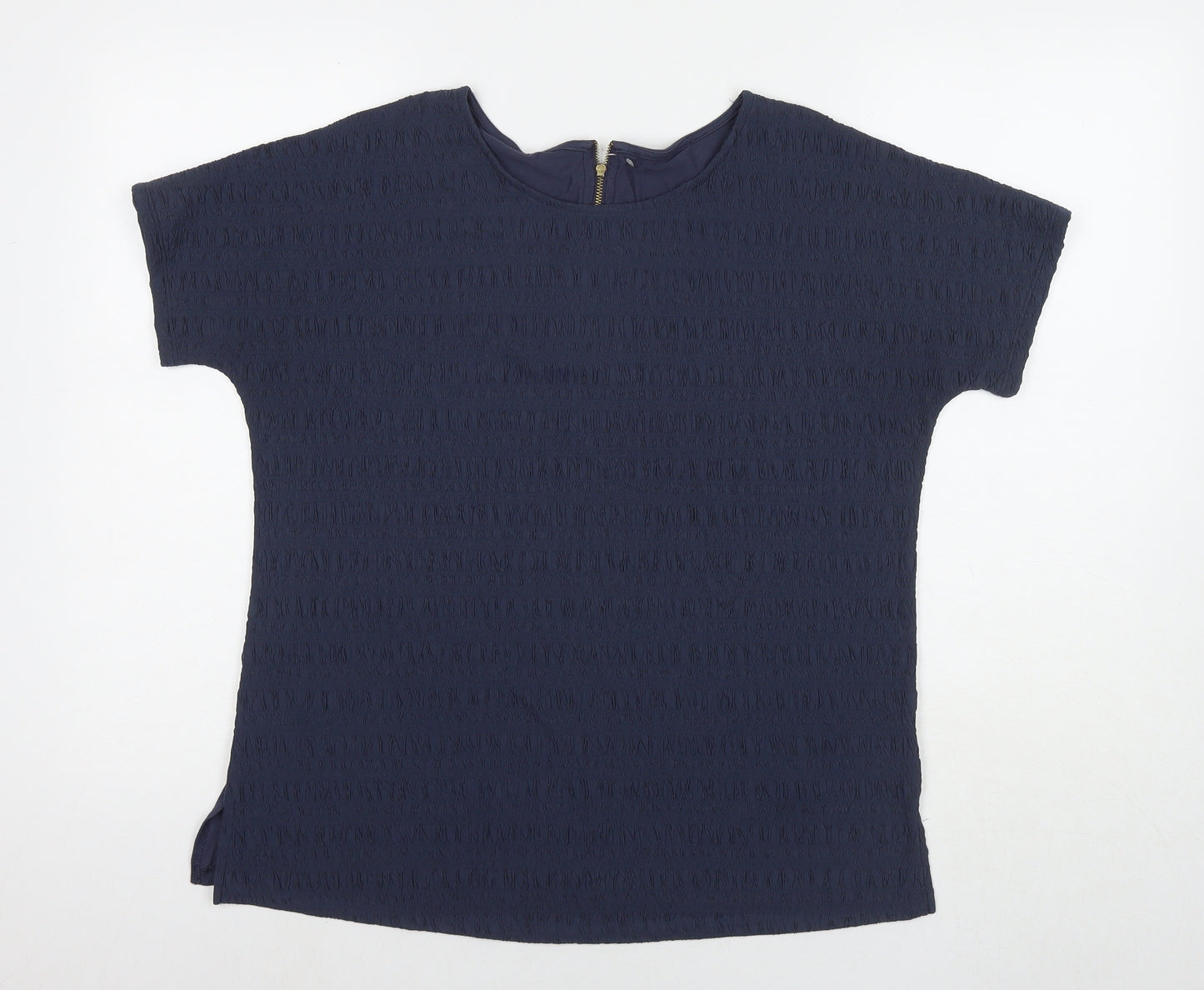Marks and Spencer Womens Blue Viscose Basic T-Shirt Size 12 Round Neck