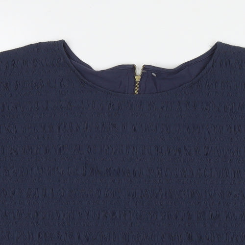 Marks and Spencer Womens Blue Viscose Basic T-Shirt Size 12 Round Neck