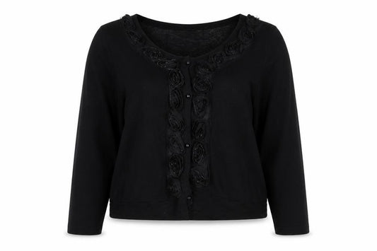 Front view of New Look women’s black polyester basic button-up, size UK 18, v-neck