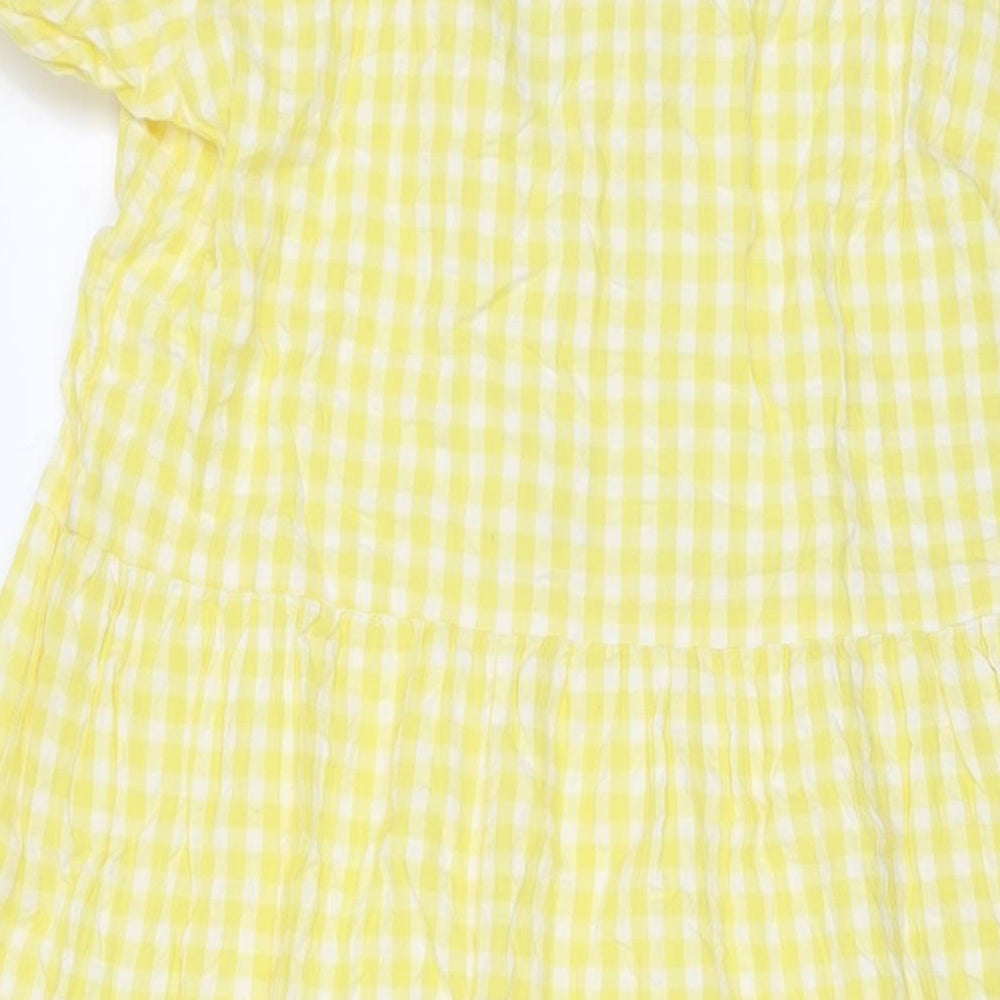 Neon Rose Womens Yellow Check Cotton Maxi Size XS V-Neck Button