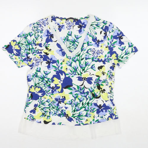 Marks and Spencer Womens Multicoloured Floral Viscose Basic Blouse Size 8 Round Neck