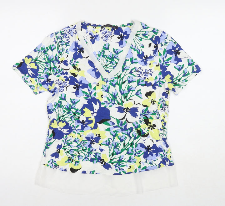 Marks and Spencer Womens Multicoloured Floral Viscose Basic Blouse Size 8 Round Neck