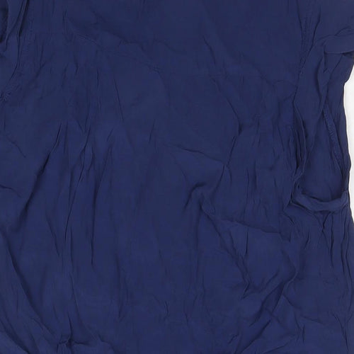 Topshop Womens Blue Viscose Basic T-Shirt Size 10 V-Neck